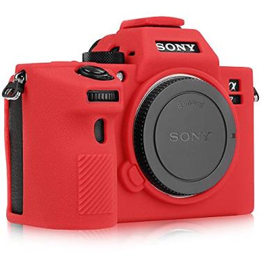 Imagem de STSEETOP Capa para câmera compatível com Sony A7III A7RIII Sony ILCE-7RIII A73 A7R3 - Capa protetora de silicone para DSLR, gaiola destacável, à prova de choque, à prova de poeira (vermelha)