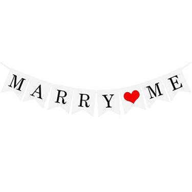 Imagem de Banner Merry Me, cartão branco com letras pretas, design de cauda de andorinha para pendurar no dia dos namorados, noivado, casamento de casamento, noivado, chá de panela, casamento
