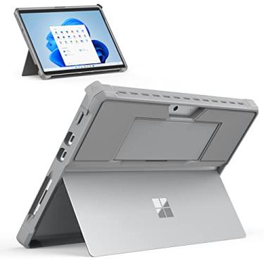 Imagem de MoKo Capa para tablet Microsoft Surface Pro 8-13 polegadas com tela sensível ao toque versão 2021 - Capa protetora robusta com alça de mão e compatível com teclado tipo capa, cinza claro