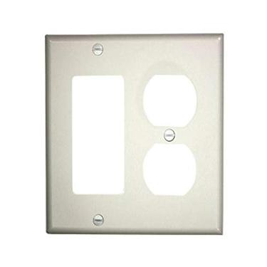 Imagem de Leviton 80746-W 2-Gang 1-duplex 1-decoração/GFCI placa de parede, tamanho padrão, nylon termoplástico, branco