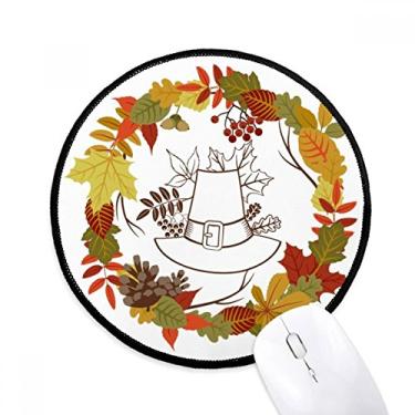 Imagem de DIYthinker Garland Tapete de mouse padrão folha dia de ação de graças desktop escritório tapete redondo para computador
