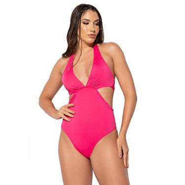 Imagem de Maiô Engana Mamãe Decote Cavado Estampado MVB Modas (M, Rosa)