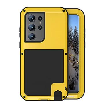 Imagem de KVIBEO Capa para Samsung Galaxy S23 Ultra/S23 Plus/S23, capa à prova de choque de grau militar com câmera protetora anti-impressão digital à prova de poeira, amarelo, S23 Ultra