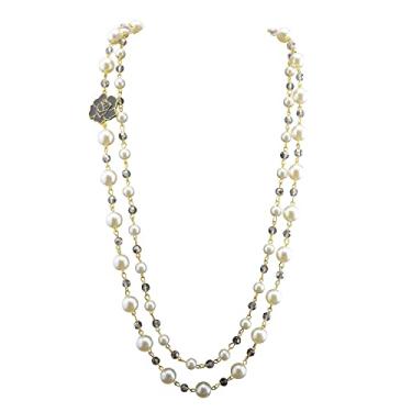 Imagem de Colar de imitação de pérola com flores vazadas e colar em camadas