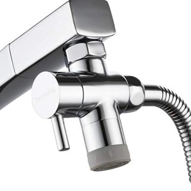 Imagem de Tecmolog Válvula Desviadora de Torneira com 2 Aerador de Fluxo de Latão e Divisor de Torneira de Cozinha para Adaptador de Mangueira M22 x M24, Cromada, SBA021D