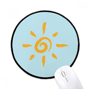 Imagem de Mouse pad pintado à mão sol amarelo tapete redondo para escritório para computador