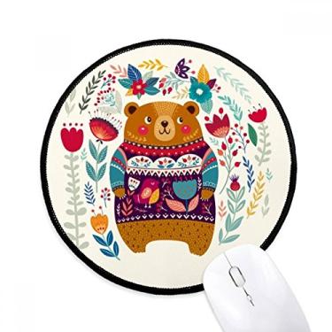 Imagem de Mouse pad de desenho animado urso animal rosa para escritório tapete redondo para computador