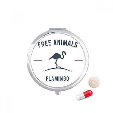 Imagem de Caixa de comprimidos com desenho de flamingo, desenho animado, desenho azul, caixa de armazenamento de medicamentos