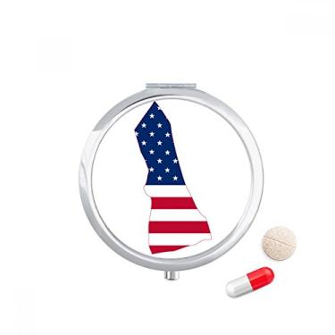 Imagem de Caixa de comprimidos em forma de bandeira de Nova Hampshire USA Mapa de estrelas e porta-comprimidos, dispensador de remédios