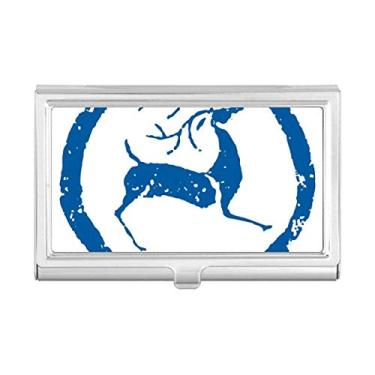 Imagem de Carteira de bolso com porta-cartões de visita com desenho de animal de veado azul