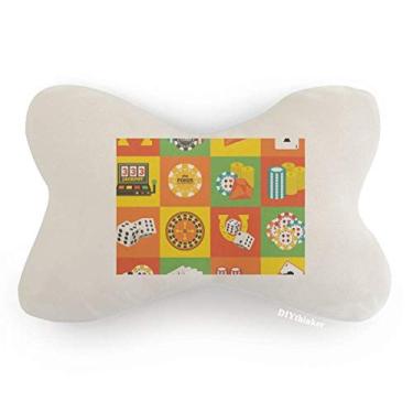 Imagem de DIYthinker Almofada quadrada com ilustração de objetos de cassino, acabamento de carro, almofada para apoio de cabeça