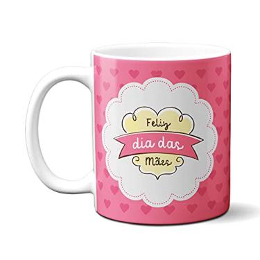 Imagem de Caneca Feliz Dia das Mães Presente Xícara Rosa Com Corações