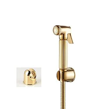Imagem de Pulverizador portátil para bidê da Akitbahome para vaso sanitário, pulverizador de latão para higiene pessoal, pano, chapeamento, bidê, acabamento dourado