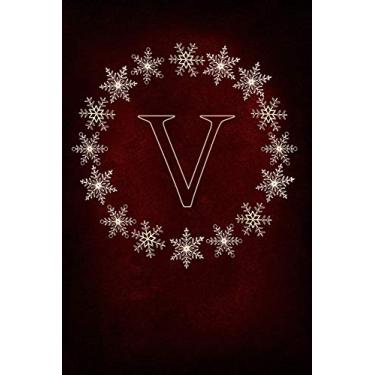 Imagem de V: Monogram Initial Notebook Journal with Magical Snowflake Red Cover