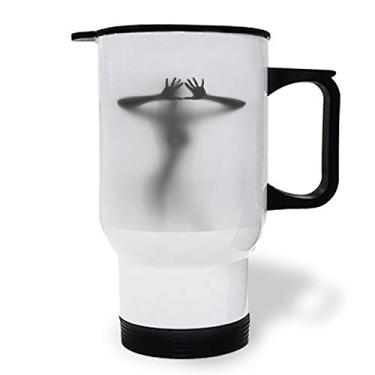 Imagem de Copo de aço inoxidável com alça, silhuetas femininas sexy sombra preta caneca de café isolada tampa à prova de vazamento caneca de viagem para casa, escritório, carro, 8,3 x 15 x 15 cm