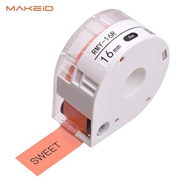 Imagem de Mufern rolo de papel de etiqueta adesiva para impressora térmica Nome do papel Preço Etiqueta de código de barras Fita adesiva Tear- para T7 Portable Label Maker Printer, Red 16mmx4m