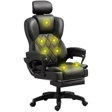 Imagem de Cadeira De Escritório De Massagem Cadeira De Escritório Executivo Aquecida E Ergonômica Cadeira De Mesa De Computador Com Cadeiras Giratórias De Massagem De 7 Pontos Com Apoio Para Os Pés E Traves