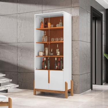 Imagem de Cristaleira Lizz 2 PT Branco e Cedro