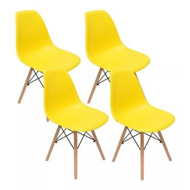 Imagem de Cadeira De Jantar Charles Eames Dkr Eiffel 4 Unidades Cor Amarelo - 12