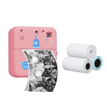 Imagem de Impressora fotográfica de bolso Impressora de etiquetas térmicas sem fio 1080P Câmera de impressão instantânea compatível com iOS Android Smartphone Bateria embutida 3 rolos