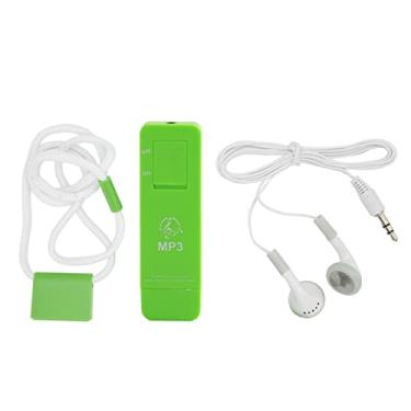 Imagem de MUNEFE Leitor de música, leitor de MP3, mini leitor de música de 64 GB para estudantes em viagens de corrida e deslocamento ou viagem (verde)