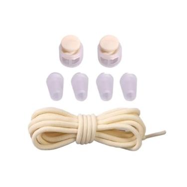 Imagem de Elastic Shoelaces With Lazy Lace Buckle Round Lock No Tie Shoelaces For Kids Rubber Lazy Shoelaces For Sneakers(Color:Beige)