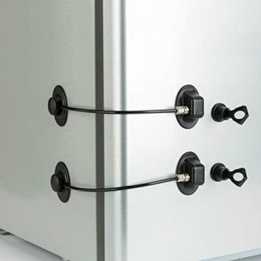 Imagem de Trava de geladeira com fecho magnético, preto para geladeira, cadeado de porta para freezer e cadeado de armário de segurança infantil com adesivo forte, muito conveniente para desbloquear