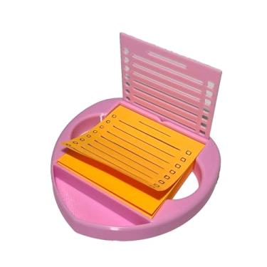 Imagem de Porta-notas adesivas coração com estêncil rosa, dispensador de notas adesivas compatível com Post-It Note, organizador de notas autoadesivo 8 x 3, acessórios de mesa de escritório, ideia de presente,