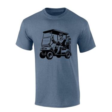 Imagem de Camiseta masculina de golfe com estampa de carrinho de golfe e manga curta divertida, Índigo mesclado, M
