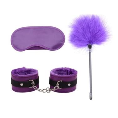 Imagem de Conjunto Brinquedo Sexuais Para casais Algemas PenasnVenda Acessórios Exóticos, Jogos Para Adultos (Roxo)