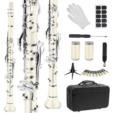 Imagem de Soulmate Clarinete para estudantes iniciantes adultos 17 chaves niqueladas Bb Flat com 2 barris, 10 palhetas capa rígida e kit de limpeza de clarinete, banda de sopro de madeira e instrumentos
