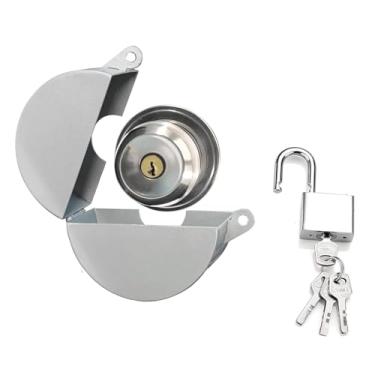 Imagem de Funnytek A tampa de trava da maçaneta da porta com cadeado e chaves Dispositivo de bloqueio da maçaneta evita o giro da maçaneta da porta e o acesso à fechadura Desative a maçaneta/torneira/válvula
