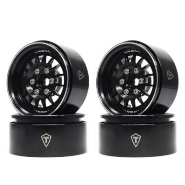 Imagem de TREAL 1.9 Beadlock Wheel Rims Heavy Duty Multi Spoke CNC 1.9 Inch Wheels(4P) for 1:10 RC Crawler TRX-4 SCX10 III SCX10 PRO SCX10 II -Type N(Black)