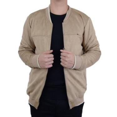Imagem de Jaqueta Masculina Docthos Slim Bomber Suede Bege Areia - 736233-Feminino