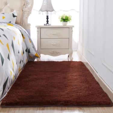 Imagem de Tapete de cabelo de seda lavado engrossado sala de estar mesa de café cobertor quarto tapete de cabeceira tapetes de yoga cor sólida tapete de pelúcia, 14,60x120cm