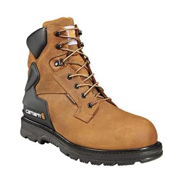 Imagem de Carhartt Bota de trabalho masculina Cmw6220 de couro impermeável respirável com bico de segurança, Marrom Bisão, 14 Wide