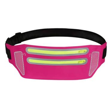 Imagem de WOULDWIN Pochete Fitness Corrida,Bolsa Pochete Zíper,Duplo Pochete Corrida Porta Celular Academia Corrida Cinta-Rosa