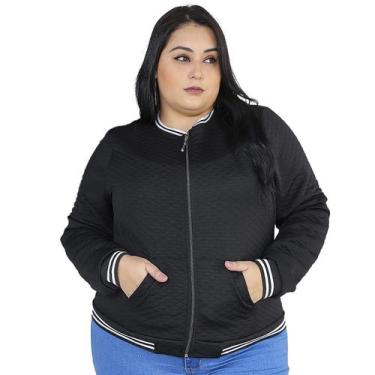 Imagem de Jaqueta Bomber Feminina Plus Size Com Bolsos G1 G2 G3 Blusa Frio Donna