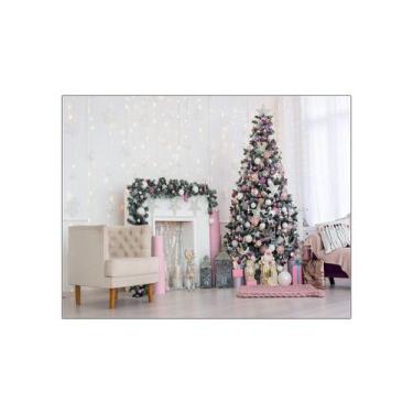 Imagem de Fundo Fotográfico 1,55 X 1,20 - Natal Branco e Rosa 078 - Via Cores