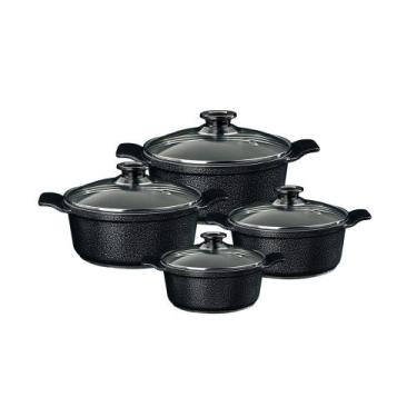 Imagem de Jogo de panelas cerâmica javali com tampa de vidro aluminio fundido 4 