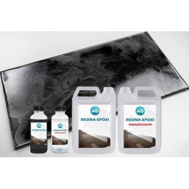 Imagem de Kit Porcelanato Liquido Metálico Cinza Cetim / Preto - Resinas Ag