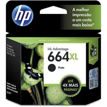 Imagem de Cartucho H P 664XL Preto Original (F6V31AB) - Para H P Deskjet 2136, 2676, 3776, 5076, 5276