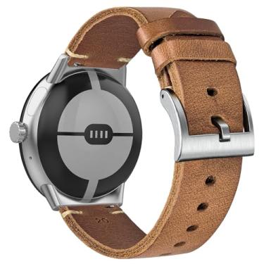 Imagem de FIILIIX Pulseira de relógio de couro macio de chifre compatível com o relógio Google Pixel2/Pixel 3, pulseira de substituição elástica para relógio inteligente Pixel