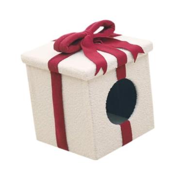 Imagem de Generic Camas para gatos estilo caixa de Natal, esconderijo para gatos, casa para animais de estimação, canil fofo removível, condomínios para gatos, caverna, Branco