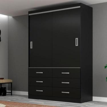 Imagem de Guarda-Roupa Solteiro Veneza 2 PT 6 GV Preto - Modern