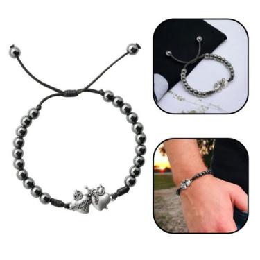 Imagem de Pulseira Sagrado Coração de Jesus e Maria em Hematita - FORNECEDOR 1