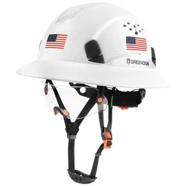 Imagem de GREEN DEVIL Capacete de Aba Completa com Viseira Embutida Capacete de Segurança de Construção Ventilado Osha Aprovado Cascos de Construccion Abs Capacetes de Trabalho para Homens Mulheres Aprovados Pe