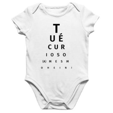 Imagem de Body Bebê Algodão Tu é curioso(a) mesmo hein! - Foca na Moda, Branco, 