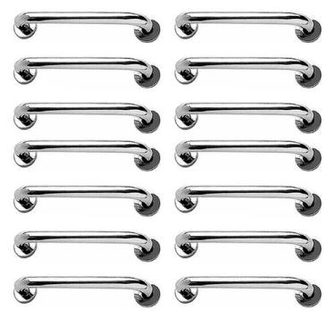 Imagem de Barra de Apoio Inox 40cm Kit 14 Unidades Idoso Deficiente Banheiro Box