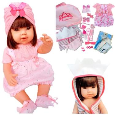 Imagem de Boneca Bebê Reborn Mamãe Reborn Pode Dar Banho + Enxoval Completo